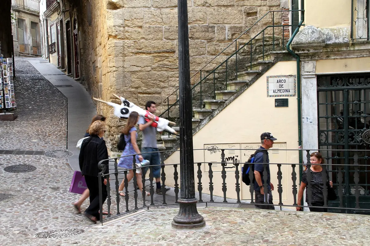 The Arco de Almedina gate and tower at the foot of the Quebra-Costas climb, Coimbra