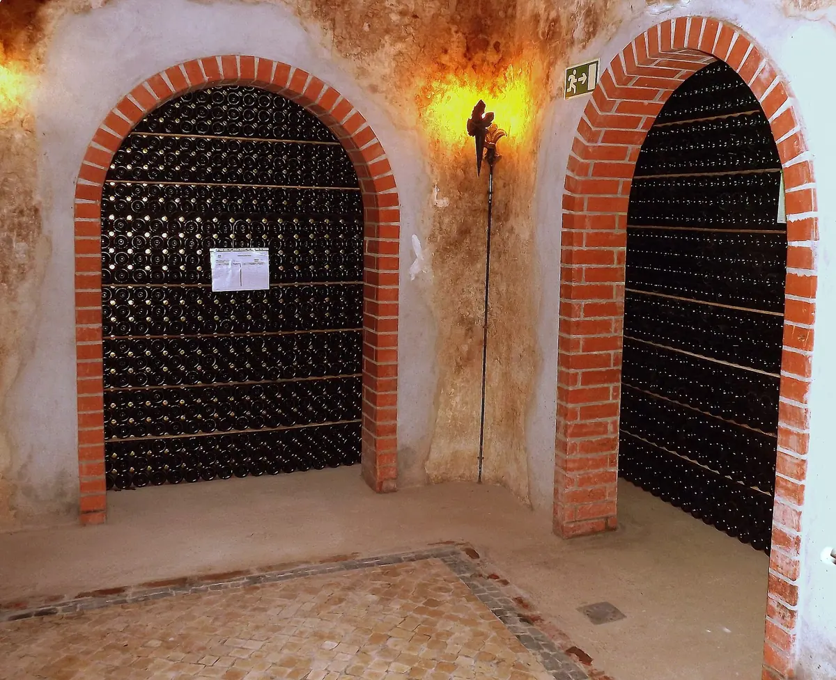 A glass of Bairrada sparkling wine beside cured meat and cheese