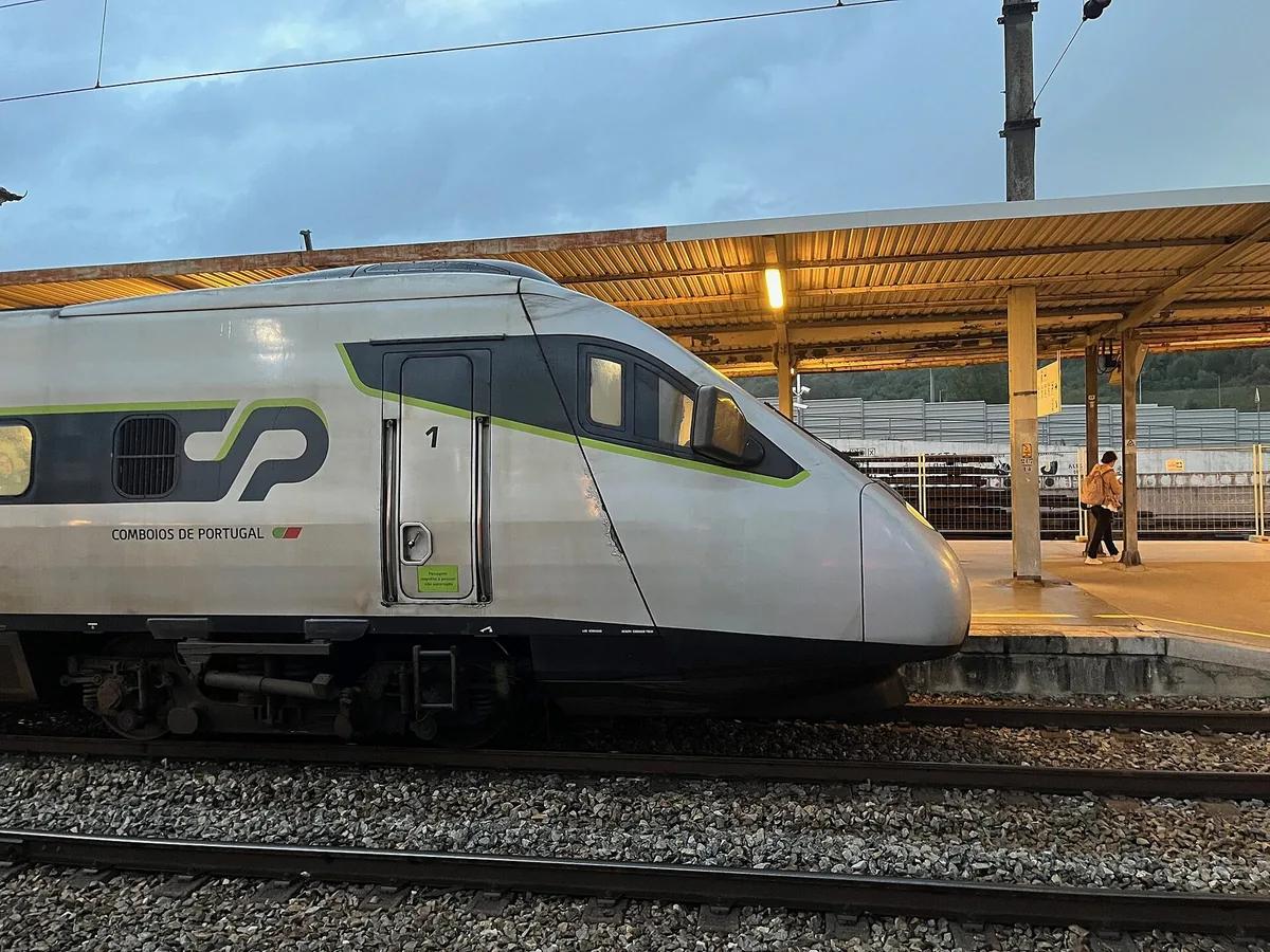 An Alfa Pendular train at Coimbra-B station on the Lisbon to Porto mainline