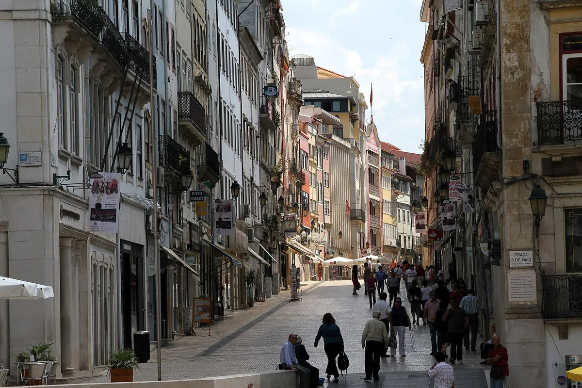A street sign in Coimbra’s lower town bearing the city’s name