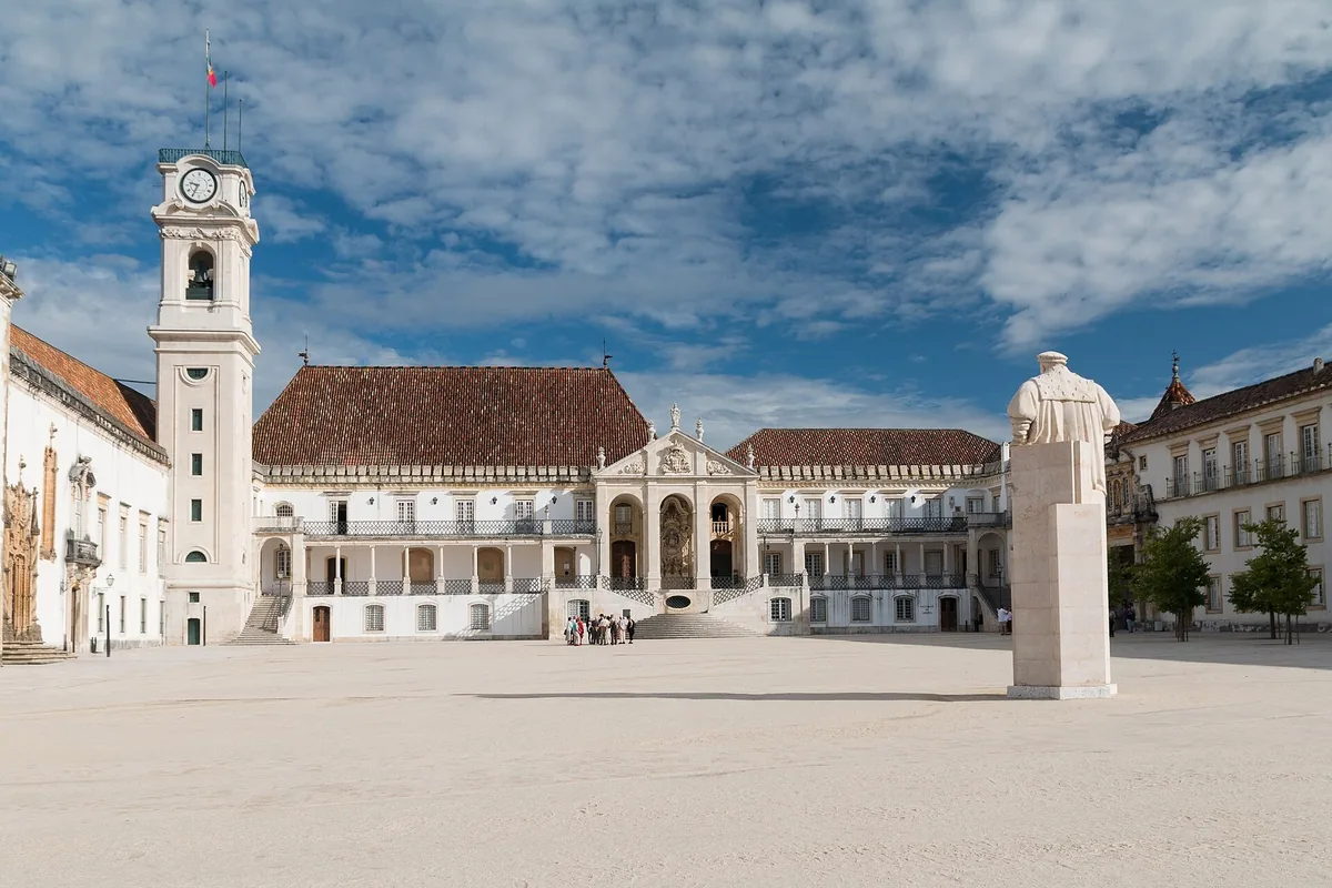 The Via Latina colonnade and clock tower of the Pa&ccedil;o das Escolas, University of Coimbra