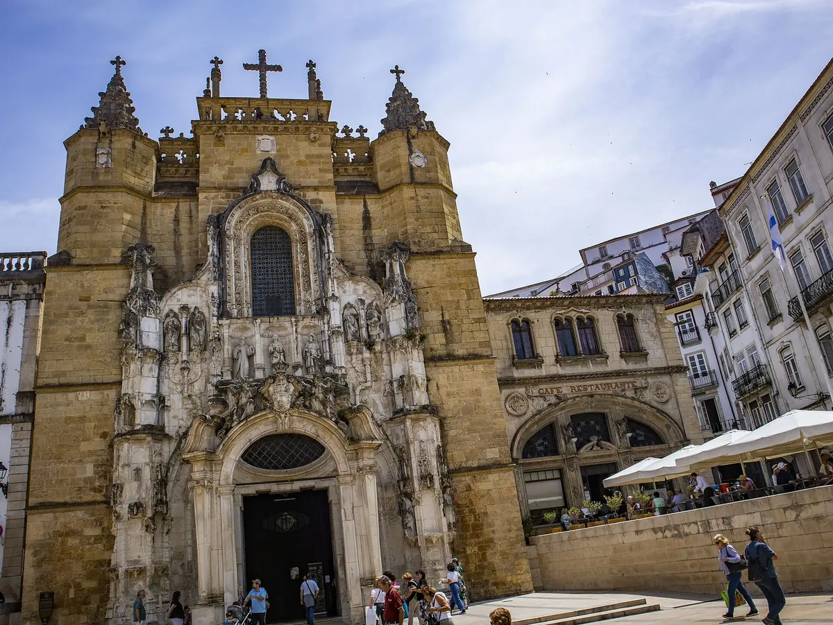 The facade of Santa Cruz monastery on Pra&ccedil;a 8 de Maio, Coimbra